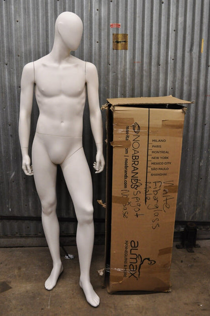 Male Fiberglass White Matte Finish Full Body Display Mannequin by Almax (A)