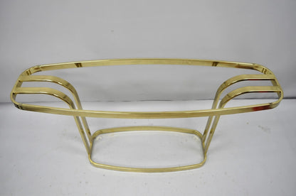 Vintage Hollywood Regency Brass & Glass Sculptural Gold Console Sofa Hall Table
