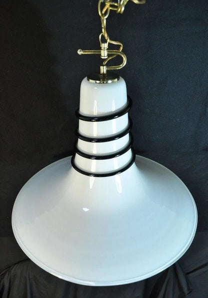 Vintage Mid Century Modern Murano Blown Glass Bell Pendant Chandelier Fixture