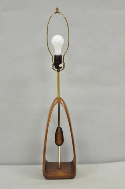 Vintage Modeline Mid Century Modern Sculpted Walnut Pull Chain Table Lamp