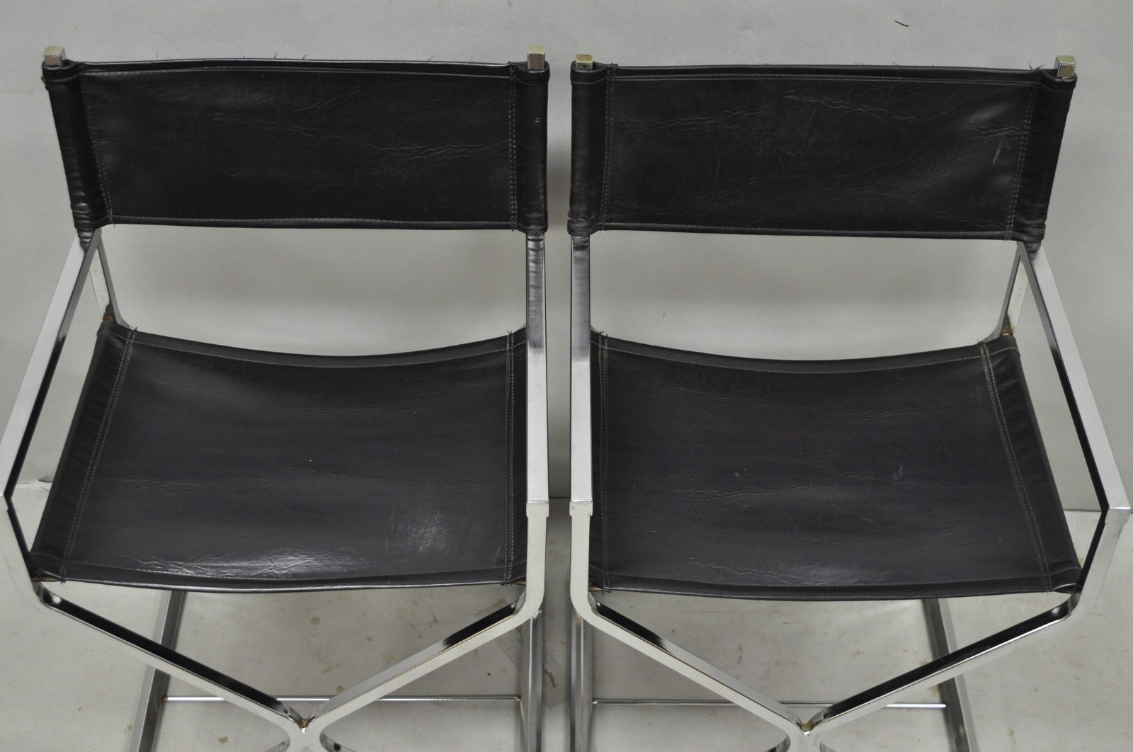 Vintage Daystrom Mid Century Modern Chrome & Naugahyde Directors Chairs - Pair