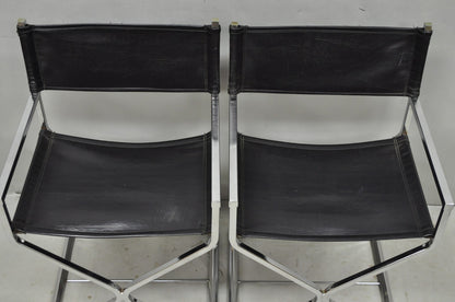 Vintage Daystrom Mid Century Modern Chrome & Naugahyde Directors Chairs - Pair