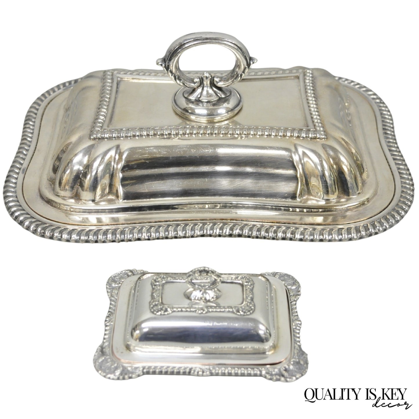 Vintage Miniature Sheffield England Silver Plated Covered Serving Dish Platter