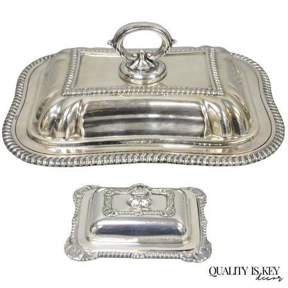 Vintage Miniature Sheffield England Silver Plated Covered Serving Dish Platter