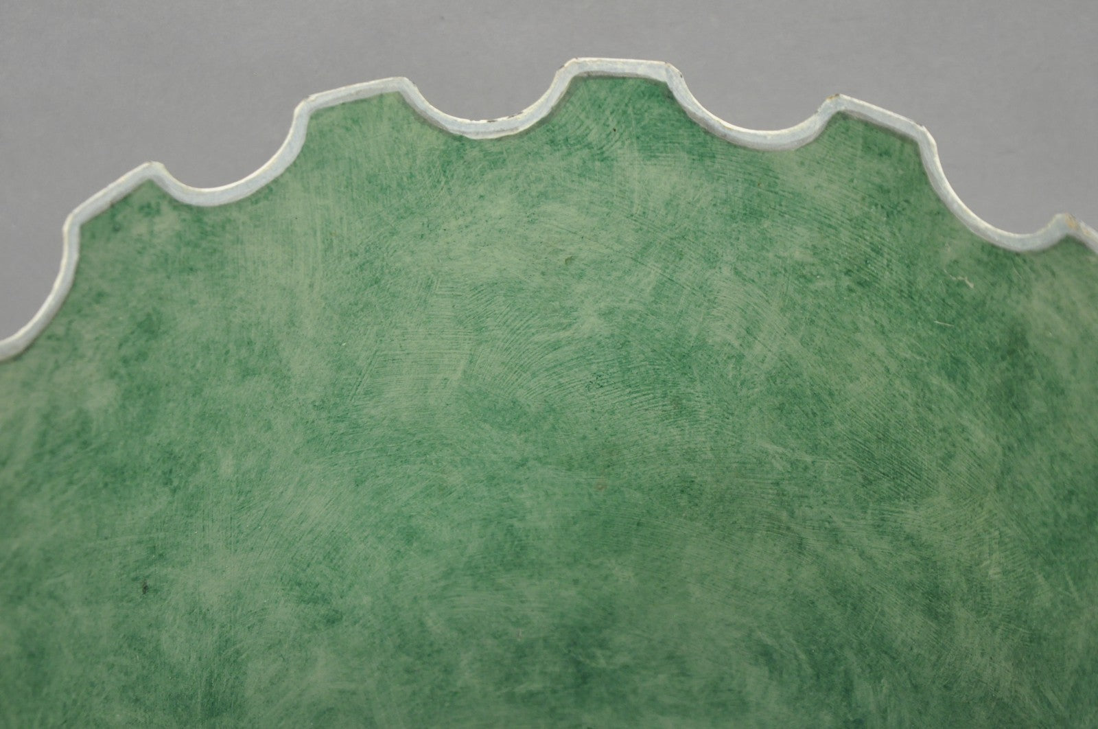 Vintage Italian Hollywood Regency Tole Metal Cream & Green Painted Wastebasket