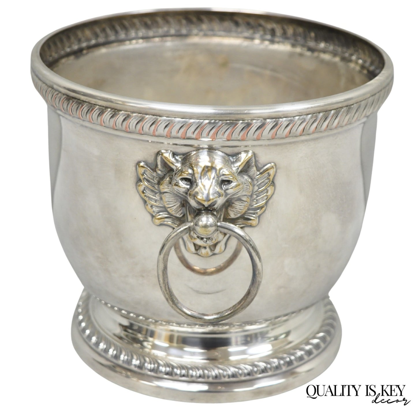 Poole English Regency Silver Plated Lion Head Champagne Chiller Ice Bucket