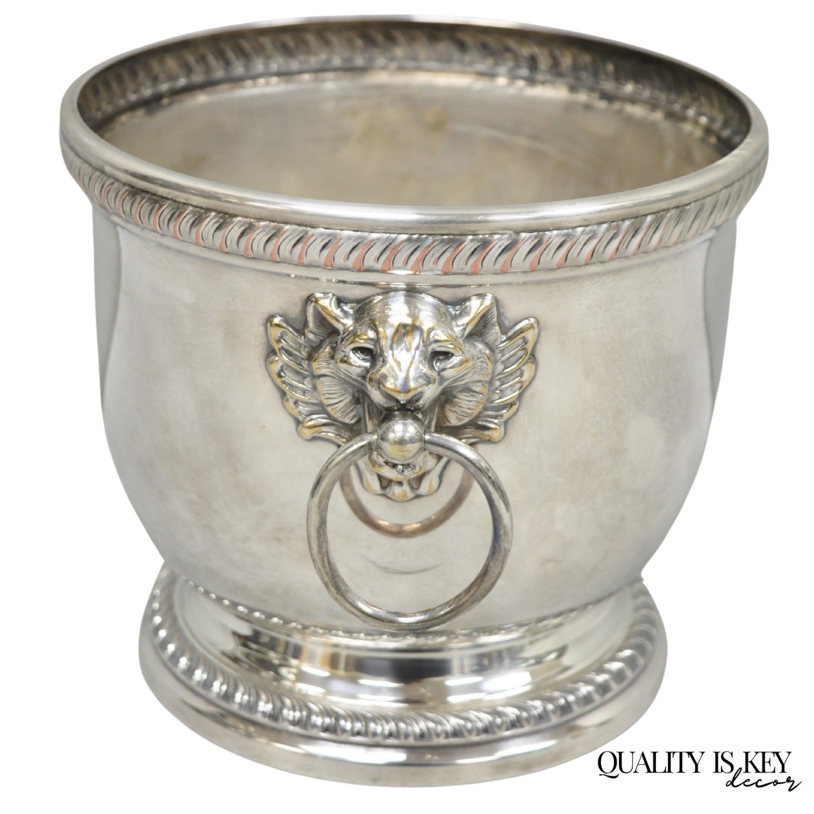 Poole English Regency Silver Plated Lion Head Champagne Chiller Ice Bucket