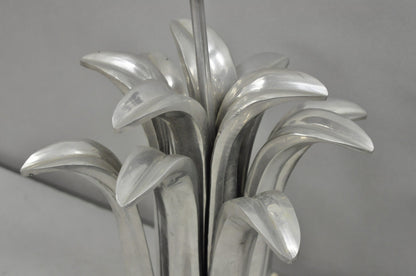Vintage Mid Century Modern Cast Aluminum Palm Leaf Metal Sculptural Table Lamp