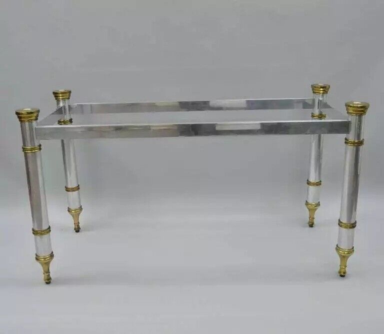 Vintage Maison Jansen Style Hollywood Regency Chrome & Brass Console Table Base