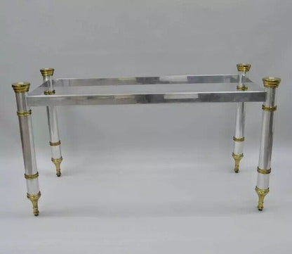 Vintage Maison Jansen Style Hollywood Regency Chrome & Brass Console Table Base