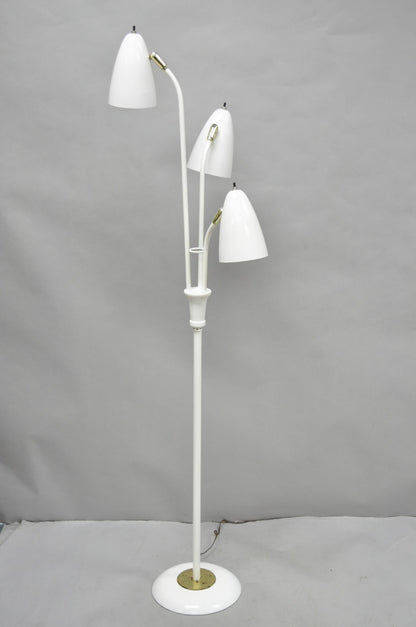 Gerald Thurston for Lightolier Mid Century Modern White Metal Pole Floor Lamp