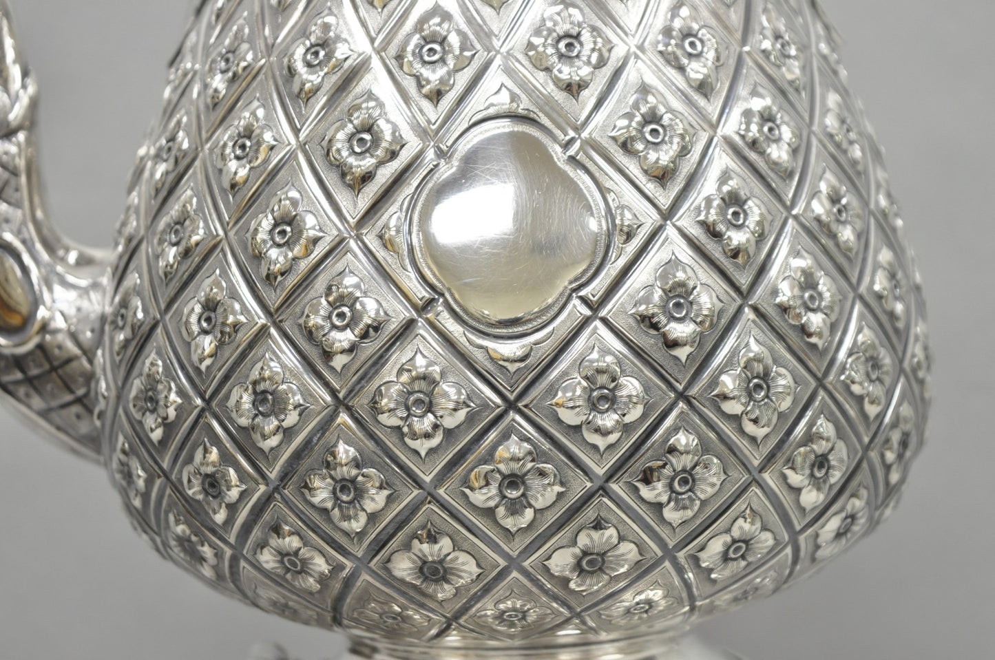 Hawksworth Eyre & Co Victorian Silver Plated "Pineapple" Figural Tipping Tea Pot