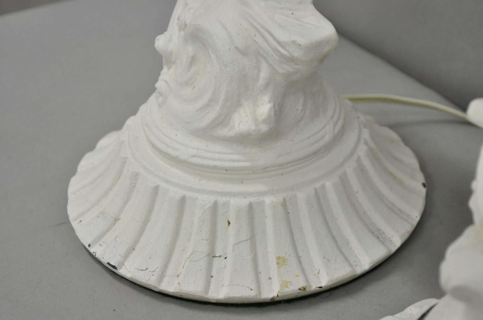 Antique French Renaissance White Painted Metal "Musicians" Table Lamps - a Pair