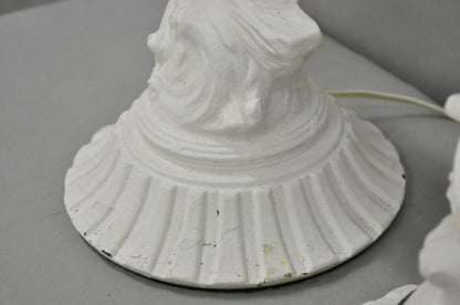 Antique French Renaissance White Painted Metal "Musicians" Table Lamps - a Pair