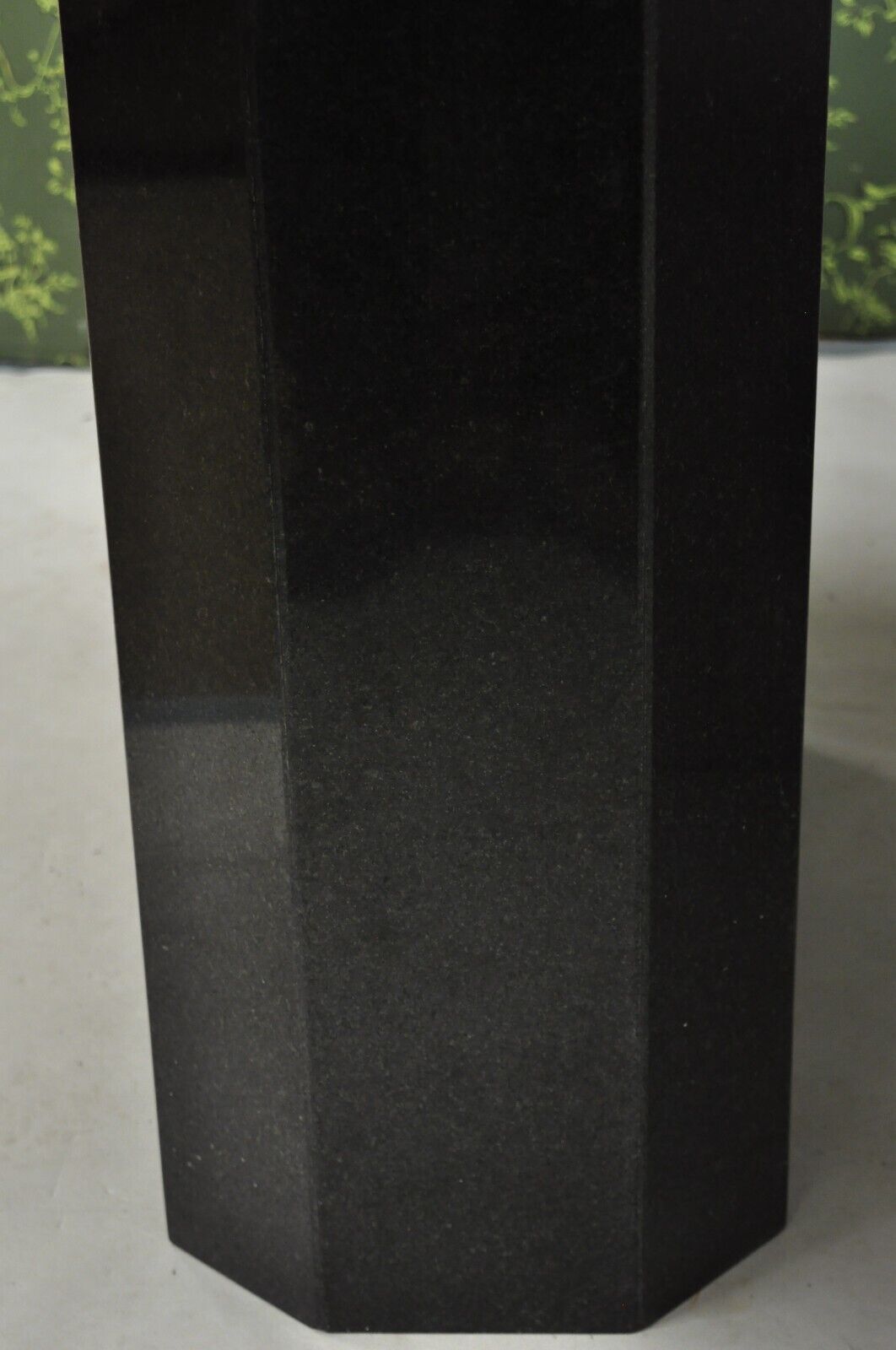 Vintage Modern Black Granite Rectangular Dining Table with Narrow Pedestal Base