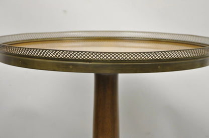 Vintage French Empire Mahogany Pedestal Base Round Brass Gallery Center Table