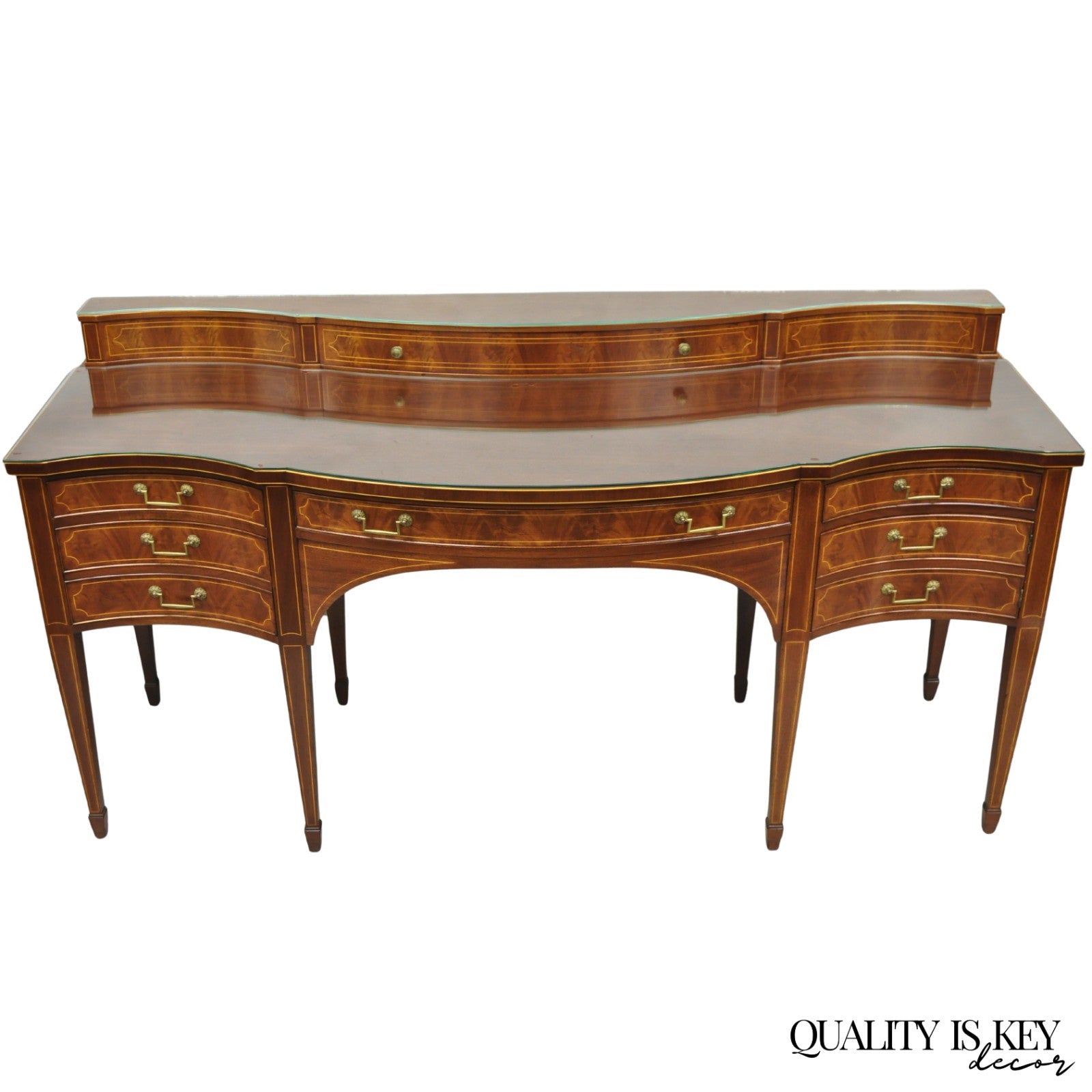 Vintage Hepplewhite Sheraton Mahogany Serpentine Buffet Sideboard attr. Baker