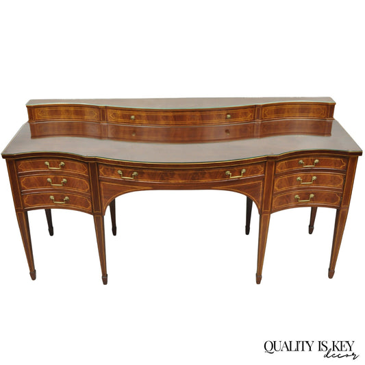 Vintage Hepplewhite Sheraton Mahogany Serpentine Buffet Sideboard attr. Baker