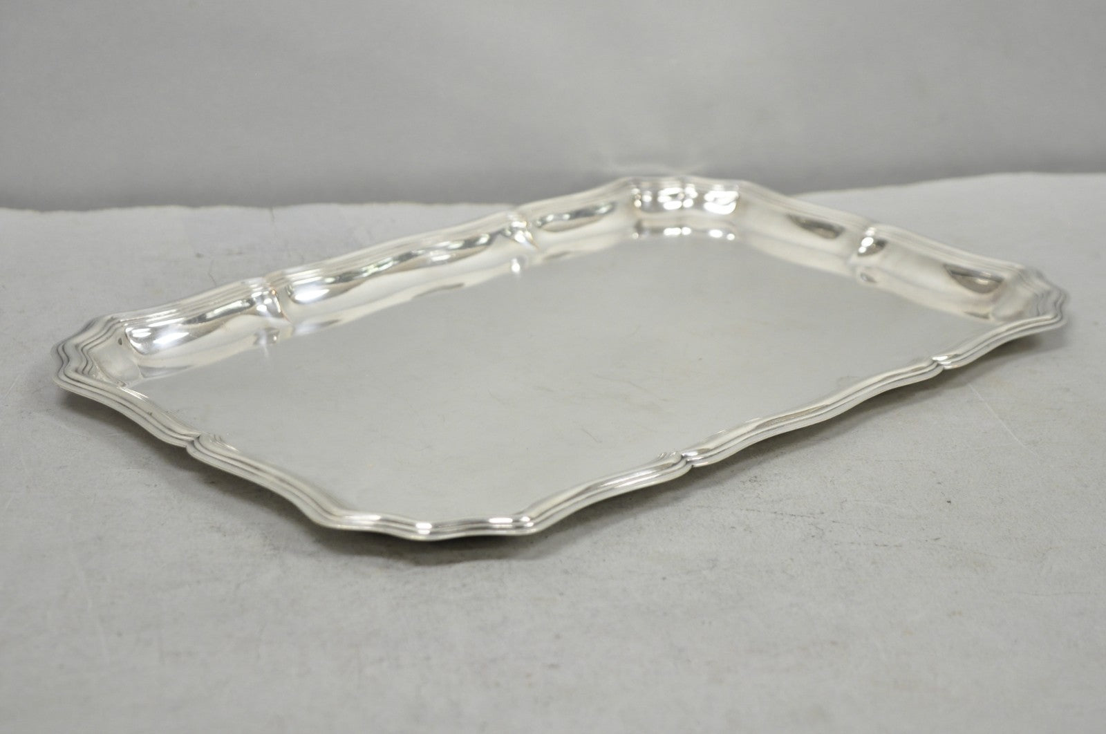 Vintage English Edwardian Silver Plated Scalloped Small Bar Trinket Dish Tray