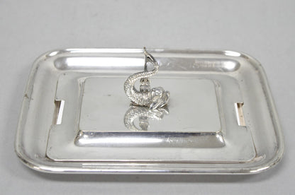 Antique English Regency Silver Plated Serpent Dolphin Desk Dish Note Holder