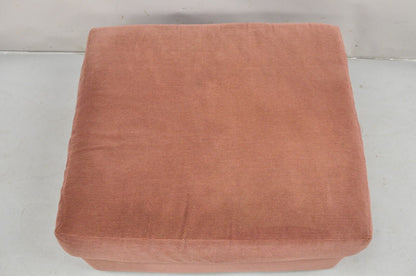 Vintage Thayer Coggin Modern Upholstered Mauve Color Ottoman on Wheels