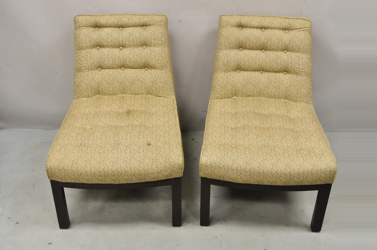 Vintage Edward Wormley for Dunbar Wood Frame Slipper Lounge Chairs - a Pair