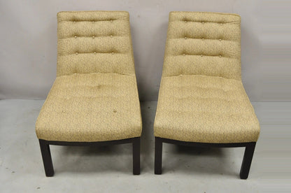Vintage Edward Wormley for Dunbar Wood Frame Slipper Lounge Chairs - a Pair