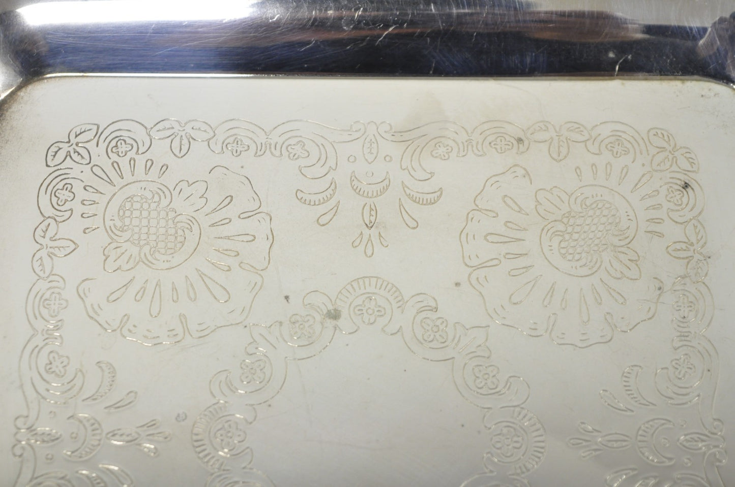 Vintage Silver Plated Victorian Style 9" Square Small Trinket Dish Platter Tray