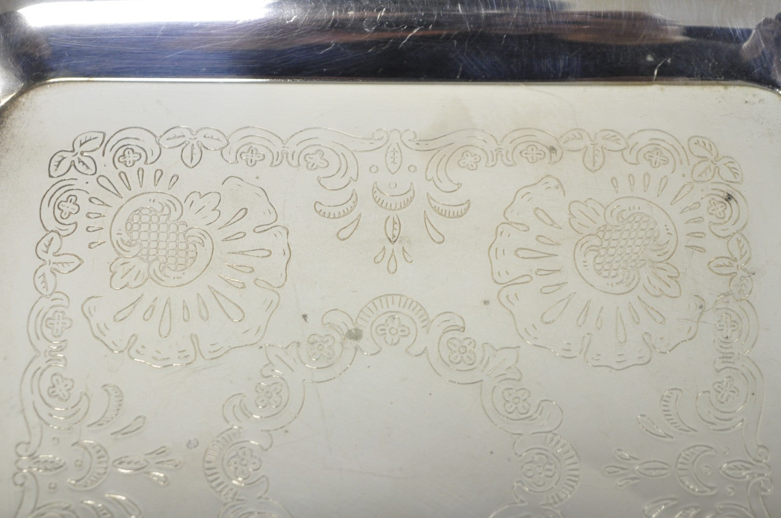 Vintage Silver Plated Victorian Style 9" Square Small Trinket Dish Platter Tray