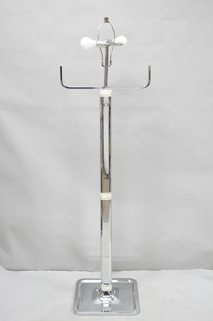 Vintage Postmodern Silver Chrome Metal Sculptural Modernist Pole Floor Lamp
