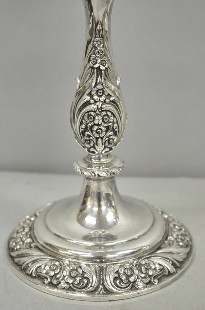 Heritage 1847 Rogers Bros 9416 Silver Plated 3 Arm Ornate Candelabra - a Pair