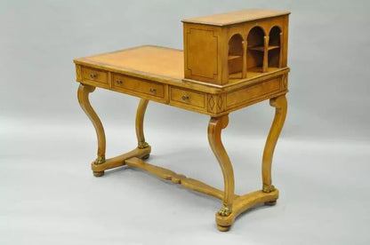 Vintage French Regency Rosewood & Walnut Cartonnier Table Desk w Bronze Paw Feet