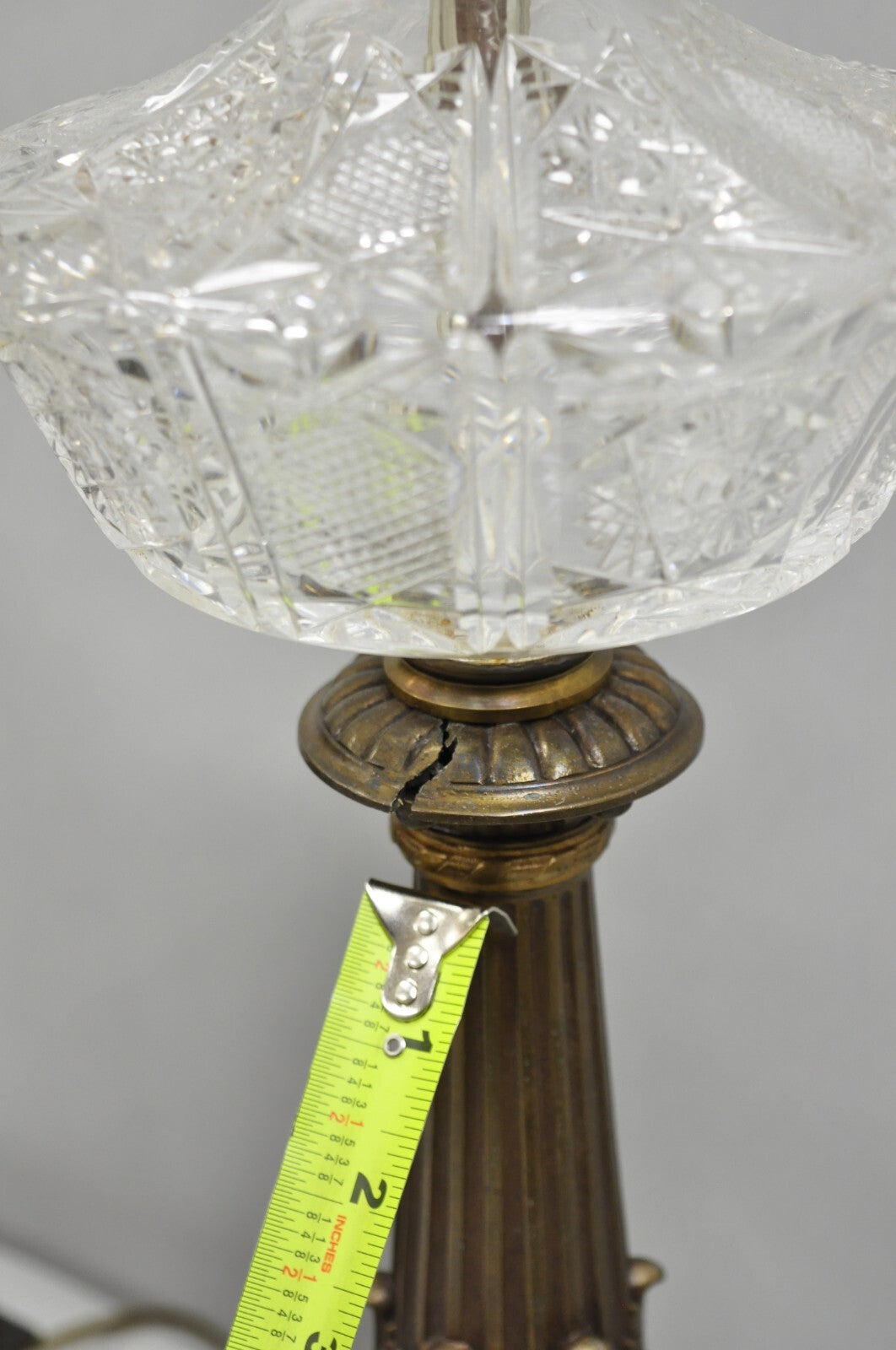 Antique French Empire Renaissance Gilt Metal  & Glass Cherub Table Lamps a Pair