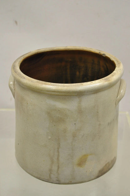 Antique Stoneware Two Gallon Crock with Cobalt Blue Slip Trailed Floral Design