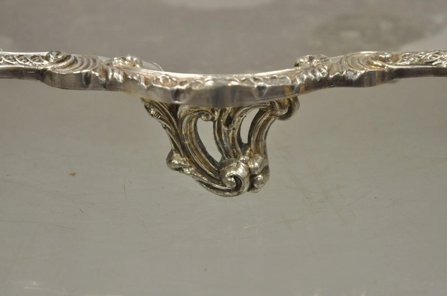 Vintage English Silver Mfg Regency Style Silver Plated 12" Trinket Platter Tray
