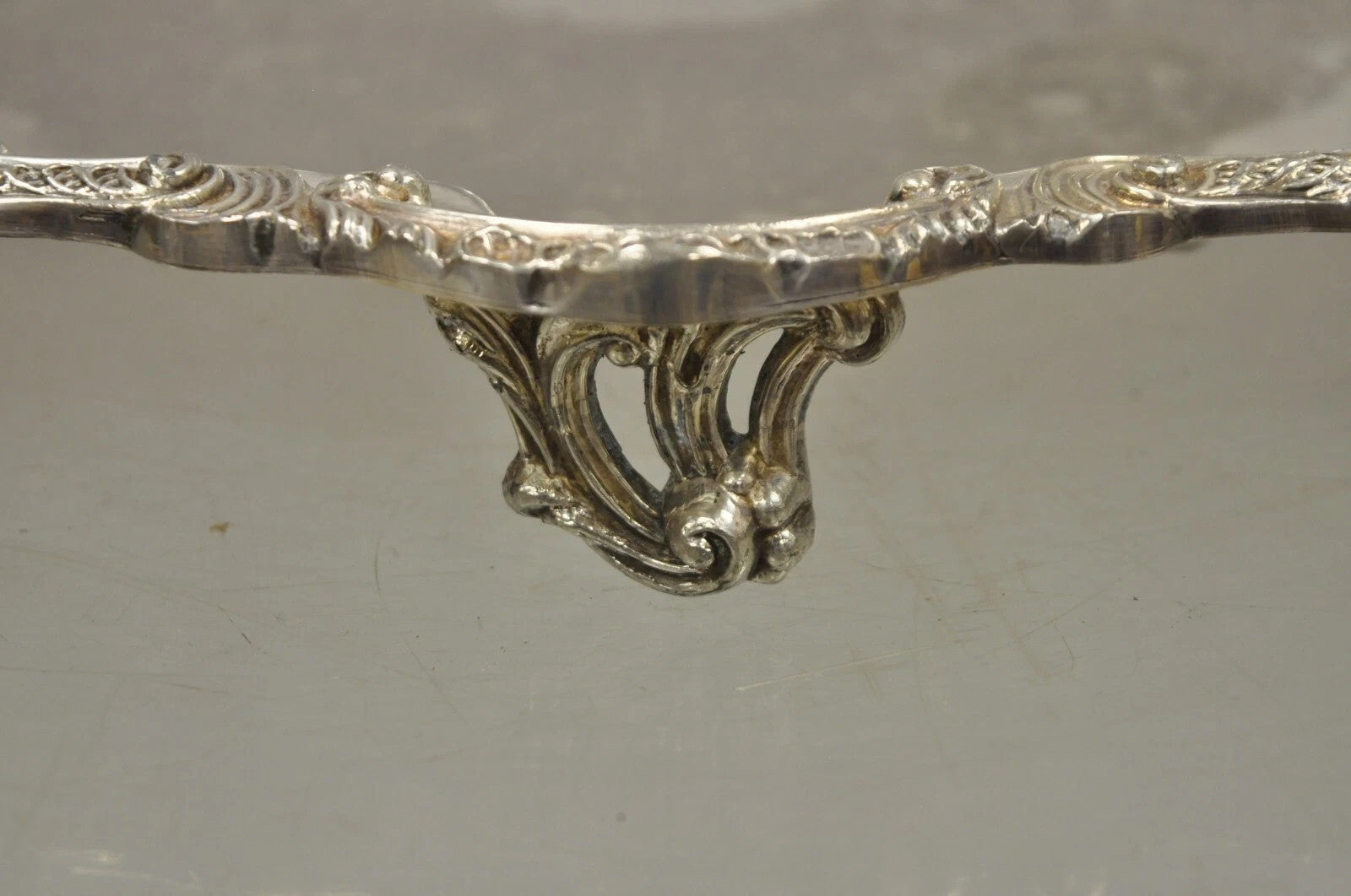 Vintage English Silver Mfg Regency Style Silver Plated 12" Trinket Platter Tray