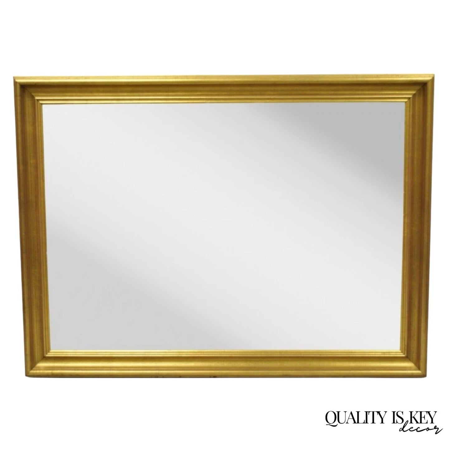 Vintage French Hollywood Regency Style Gold Wood Frame 46" Rectangle Wall Mirror
