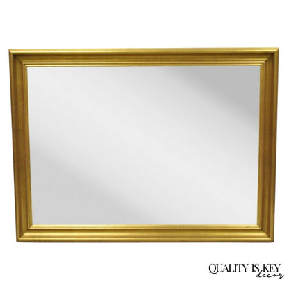 Vintage French Hollywood Regency Style Gold Wood Frame 46" Rectangle Wall Mirror