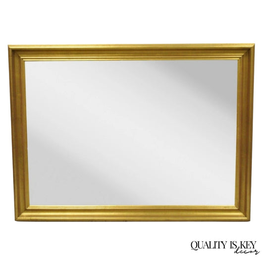 Vintage French Hollywood Regency Style Gold Wood Frame 46" Rectangle Wall Mirror