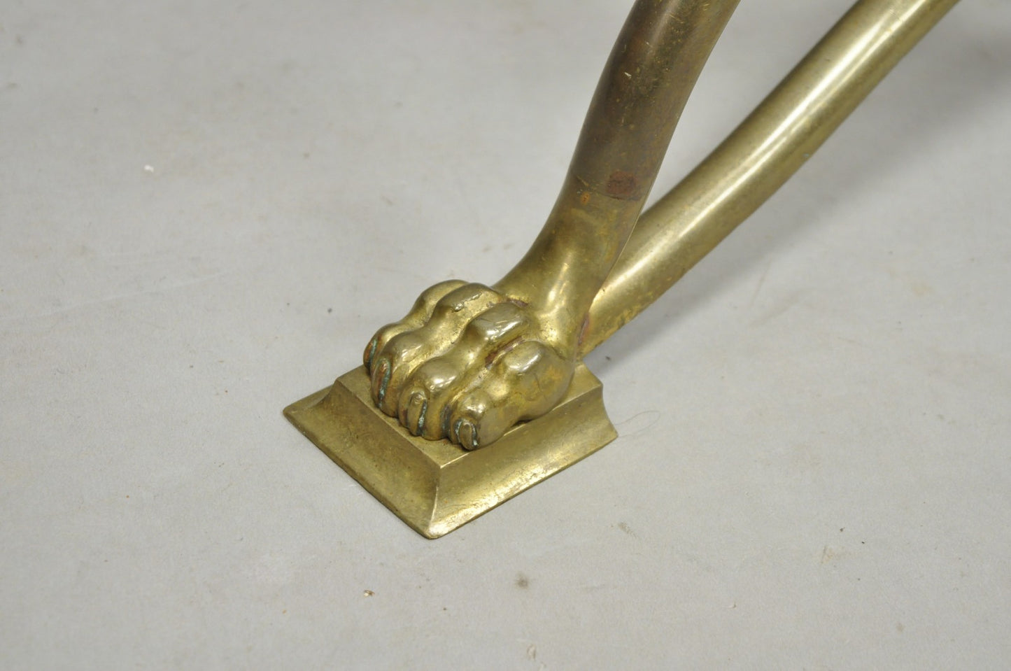 Antique Italian Renaissance Brass Figural Dragon Head Pedestal Table Plant Stand