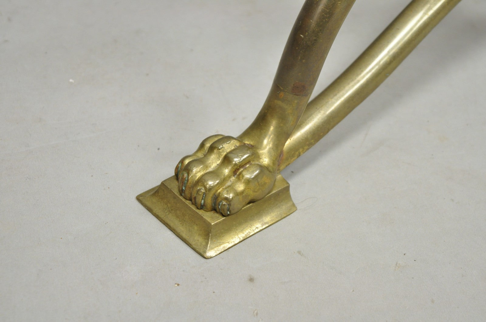 Antique Italian Renaissance Brass Figural Dragon Head Pedestal Table Plant Stand