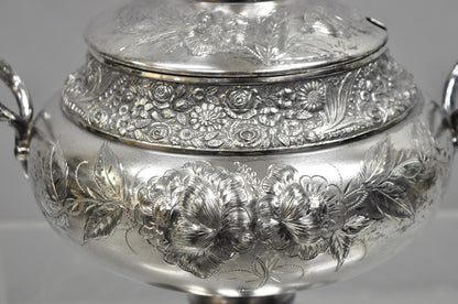Antique Mead & Robbins Victorian Silver Plated Floral Repousse Fancy Soup Tureen