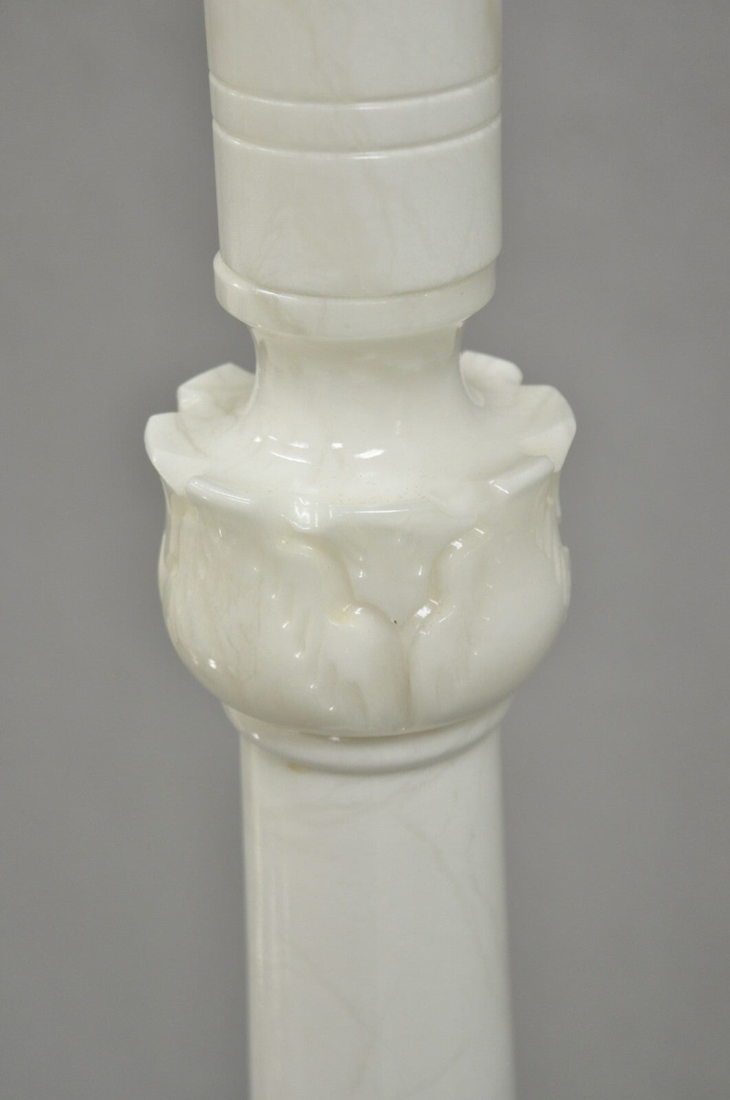 Vintage Italian Classical Carved Solid Marble Column Pole Floor Lamp