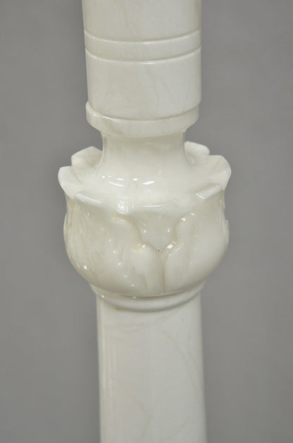 Vintage Italian Classical Carved Solid Marble Column Pole Floor Lamp
