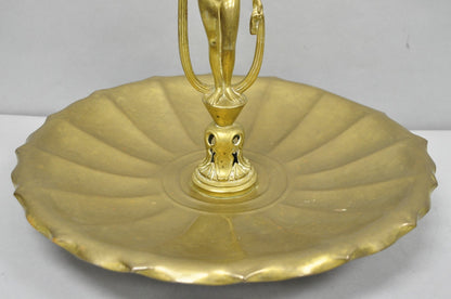 Vintage Art Nouveau Brass Figural Nude Woman Centerpiece Compote Dish Bowl