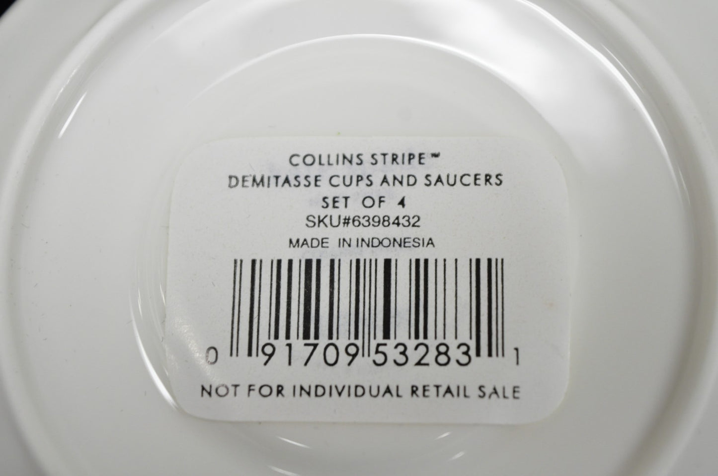 Kate Spade Lenox Collins Stripe Demitasse Espresso Cup & Saucer NIB - Set of 4