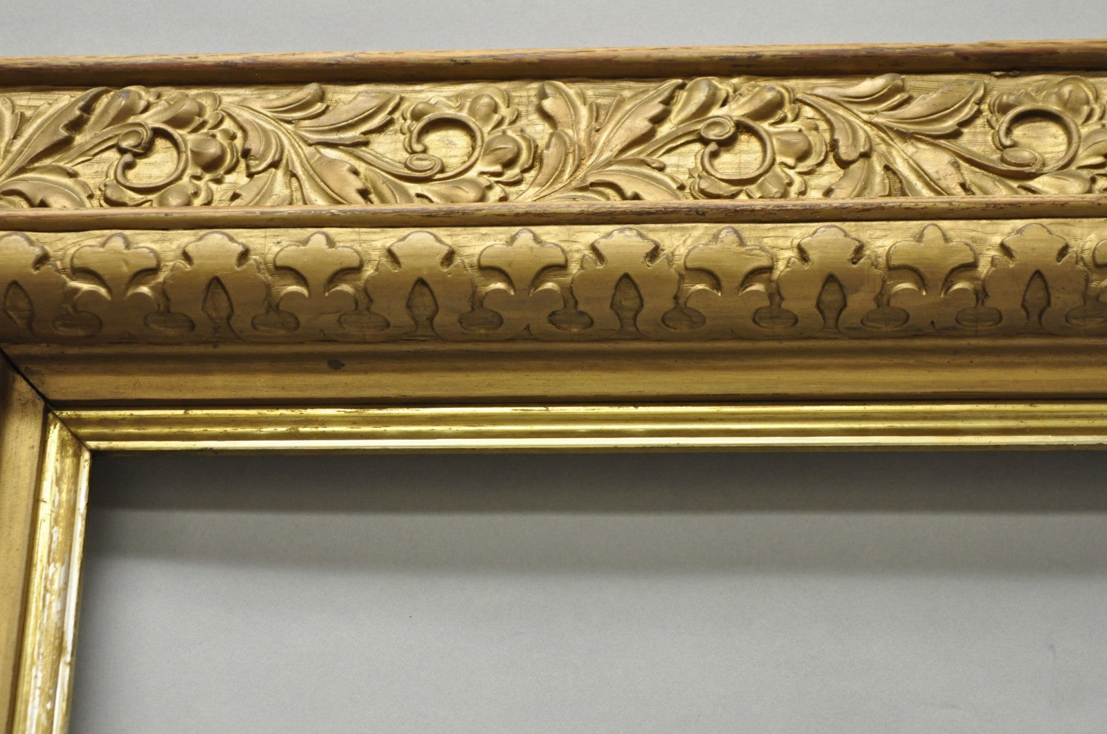 Antique Victorian Gold Gilt Oak Wood Leafy Scroll Deep Picture Frame 32.5 x 26.5