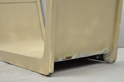 Vintage Mid Century Modern Painted Walnut Waterfall Base Glass Top Coffee Table