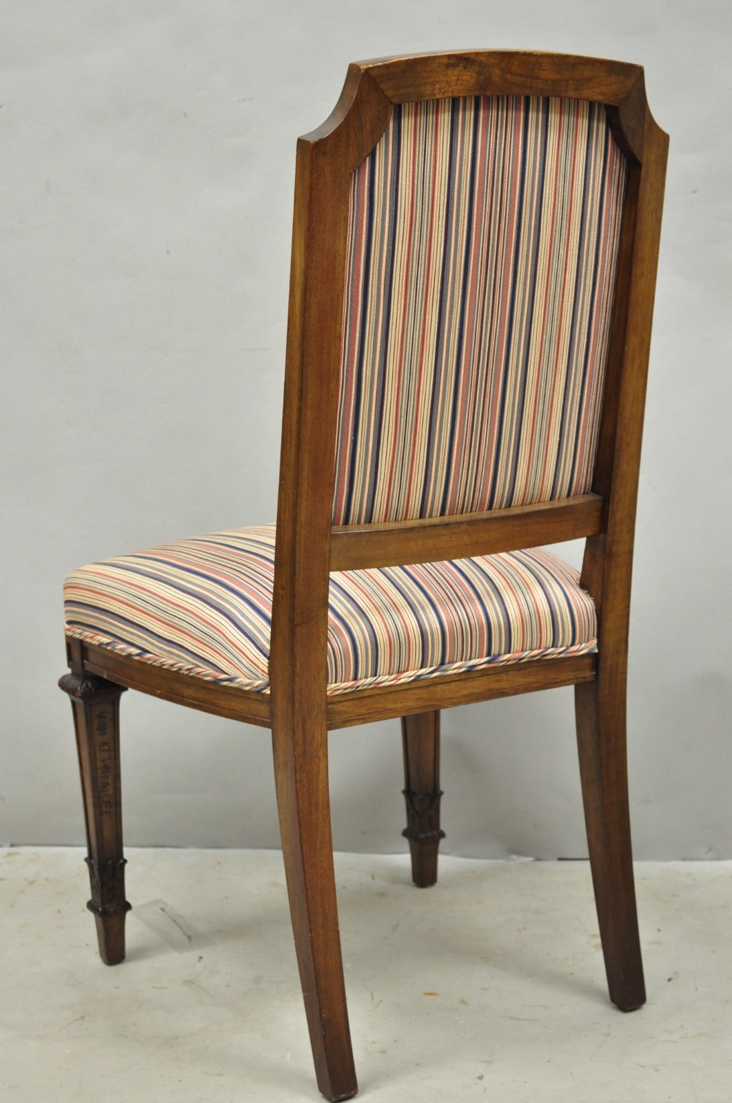 Vintage French Country Provincial Style Carved Walnut Dining Side Chair Set of 4