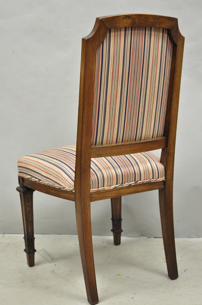 Vintage French Country Provincial Style Carved Walnut Dining Side Chair Set of 4